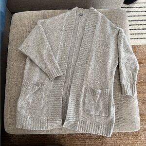 aerie Light Gray Open-Front Ribbed Cardigan